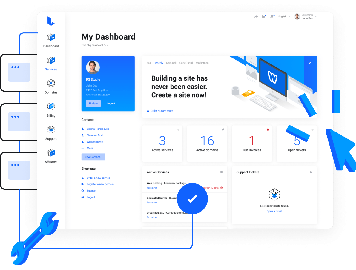 Linux Web Hosting - Super easy control panel to manage all your services